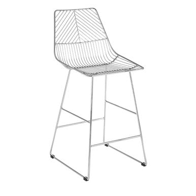 District Chrome Metal Wire Tapered Bar Chair