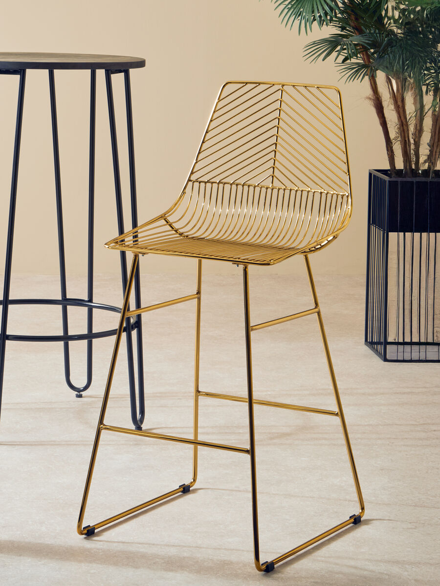 District Gold Metal Wire Tapered Bar Chair