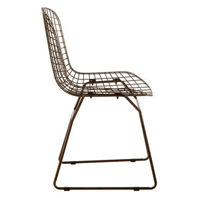 District Bronze Metal Grid Frame Wire Chair