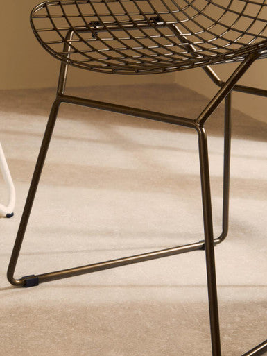 District Bronze Metal Grid Frame Wire Chair
