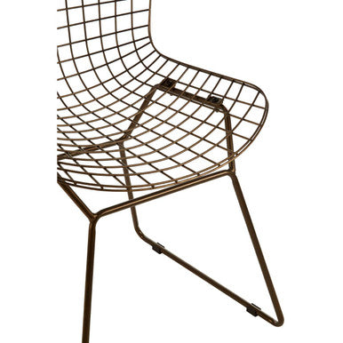 District Bronze Metal Grid Frame Wire Chair