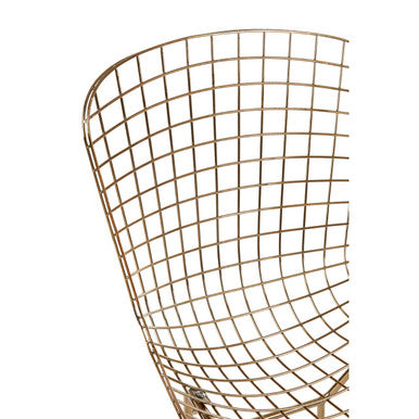 District Gold Metal Grid Frame Wire Chair