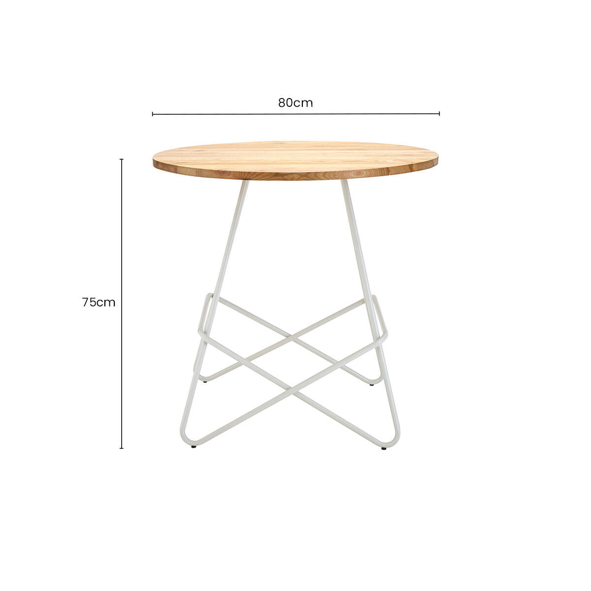White Metal Legs and Natural Elm Wood Top Round Dining Table, District