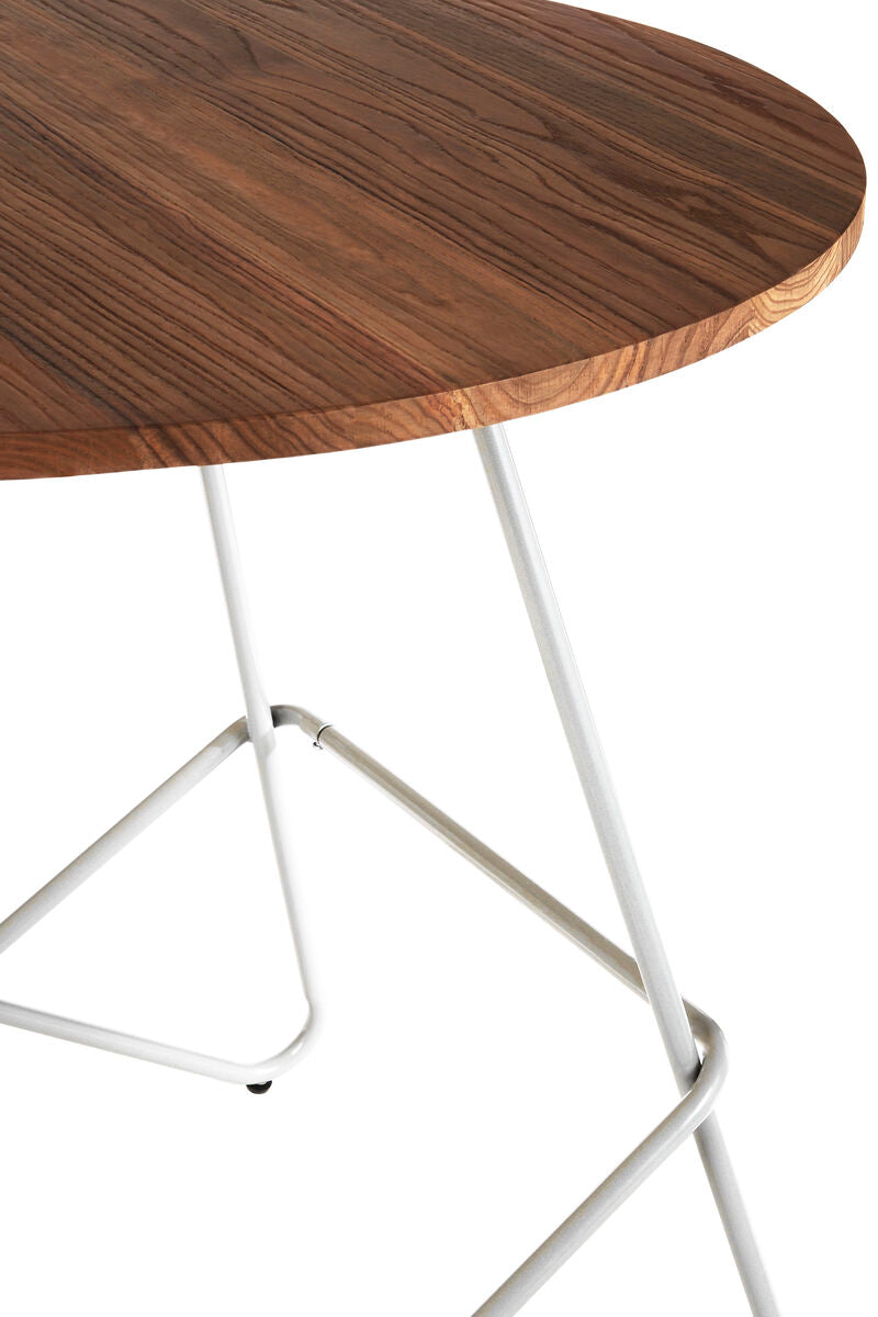 White Metal Legs and Natural Elm Wood Top Round Dining Table, District
