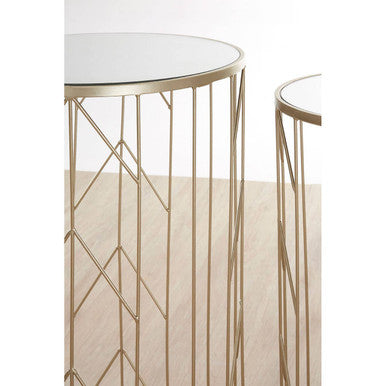 Avantis Set of 2 Arrow Design Champagne Side Tables