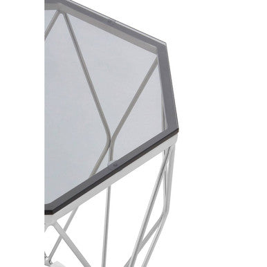 Allure Octagonal End Table With Brushed Nickel Base