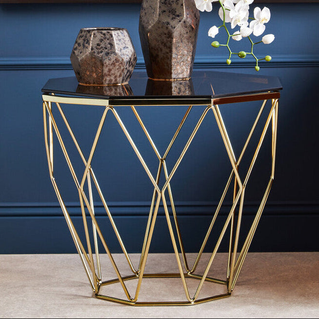 Allure End Table With Brushed Bronze Base - Image 2