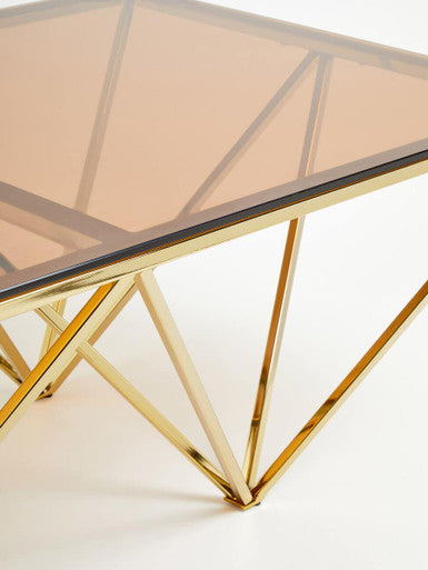 Allure Champagne Metal Prismatic Legs Coffee Table