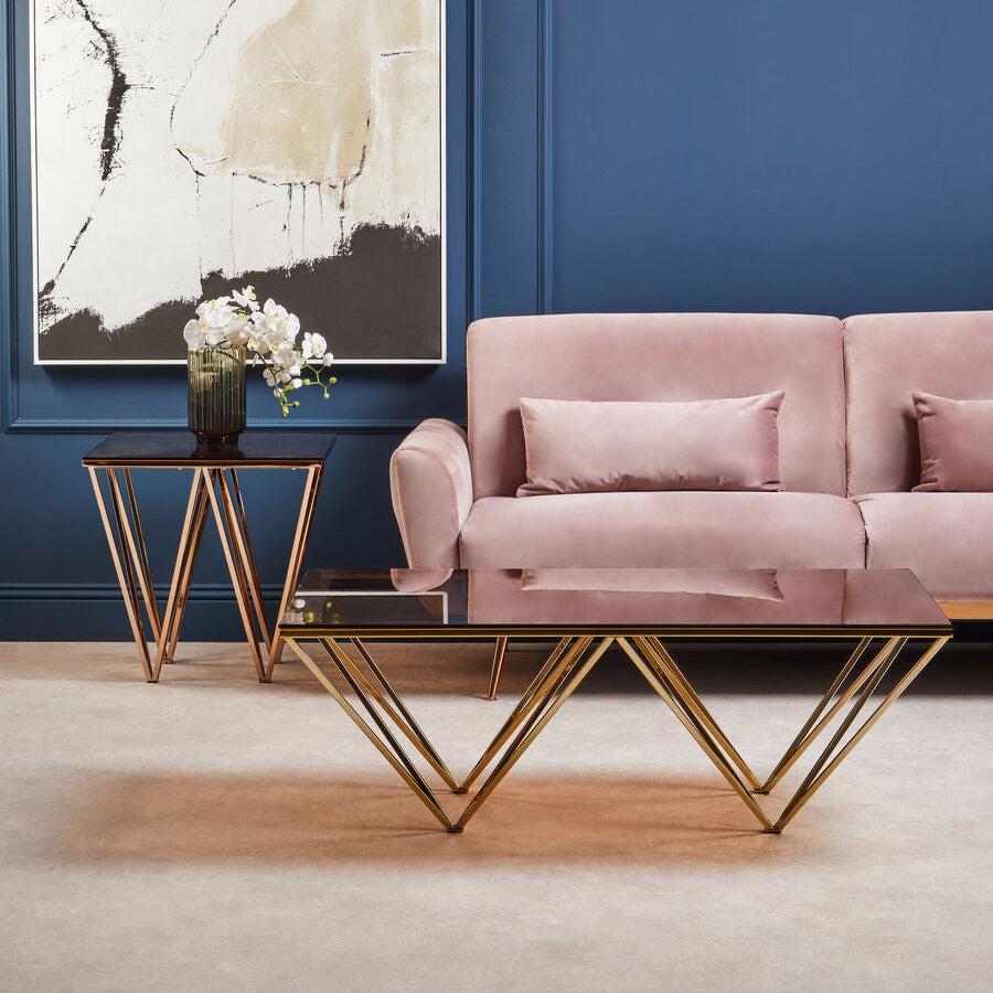 Allure Champagne Metal Prismatic Legs Coffee Table