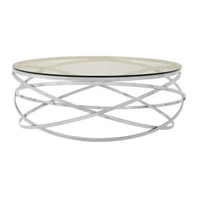 Allure Round Silver Swirl Base Coffee Table - Image 2