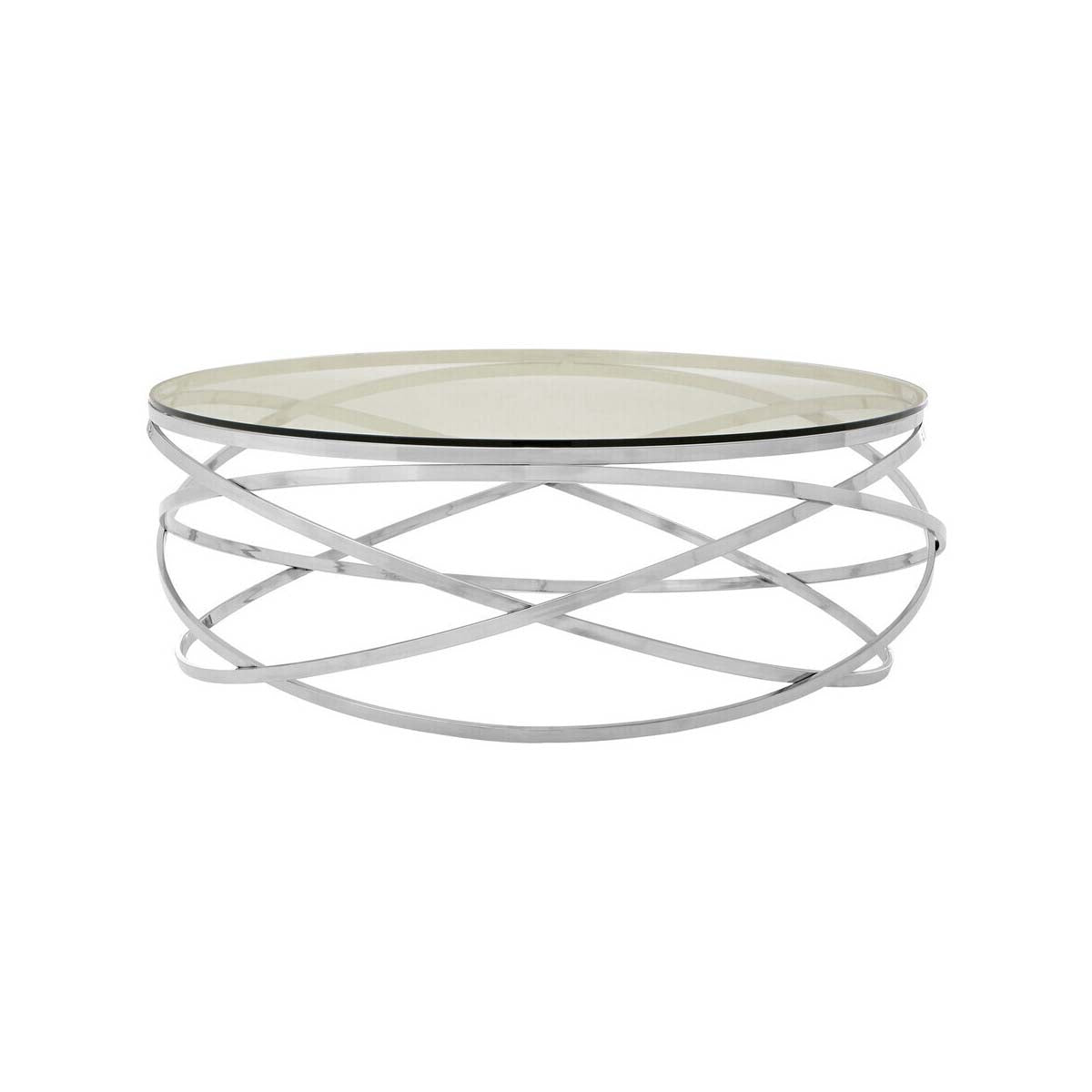 Allure Round Silver Swirl Base Coffee Table