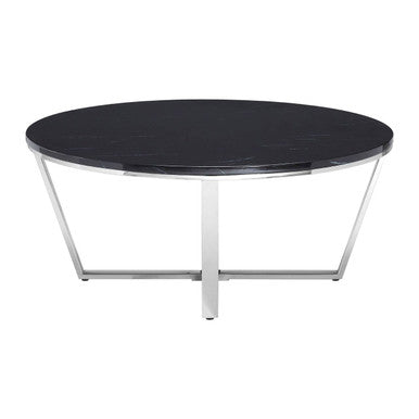 Allure Round Black Faux Marble Coffee Table - Image 2