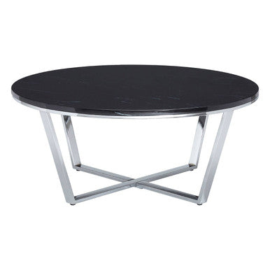Allure Round Black Faux Marble Coffee Table - Image 4