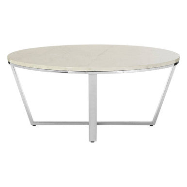 Allure Round White Faux Marble Coffee Table - Image 2