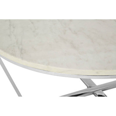 Allure Round White Faux Marble Coffee Table - Image 5