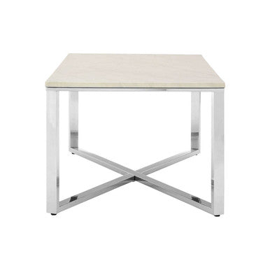 Allure White Faux Marble Chrome Coffee Table