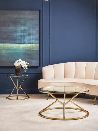 Allure Corseted Round Champagne Coffee Table