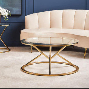 Allure Corseted Round Champagne Coffee Table - Image 2