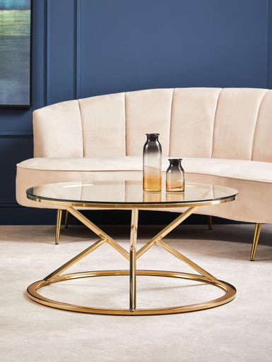 Allure Corseted Round Champagne Coffee Table