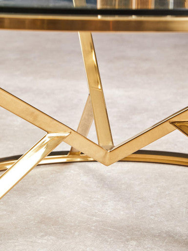 Allure Corseted Round Champagne Coffee Table - Image 5