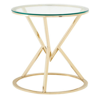 Allure Corseted Round Champagne End Table - Image 2