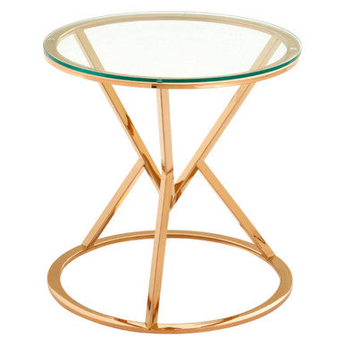 Allure Corseted Round Rose Gold End Table - Image 4