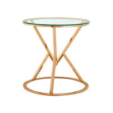 Allure Corseted Round Rose Gold End Table - Image 2