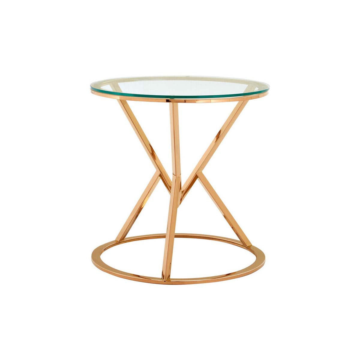 Allure Corseted Round Rose Gold End Table