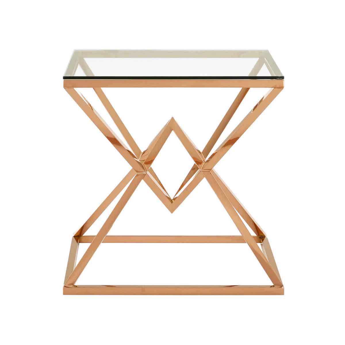 Allure Corseted Square Rose Gold End Table