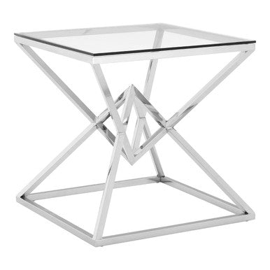 Allure Square Silver Finish End Table