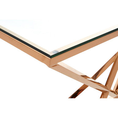 Allure Corseted Rose Gold Console Table