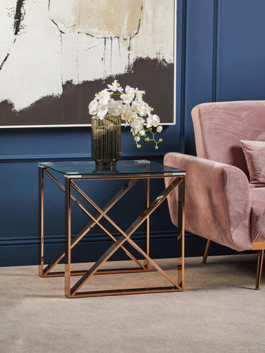 Allure Rose Gold Cross Legs End Table