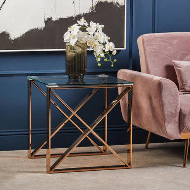 Allure Rose Gold Cross Legs End Table - Image 3