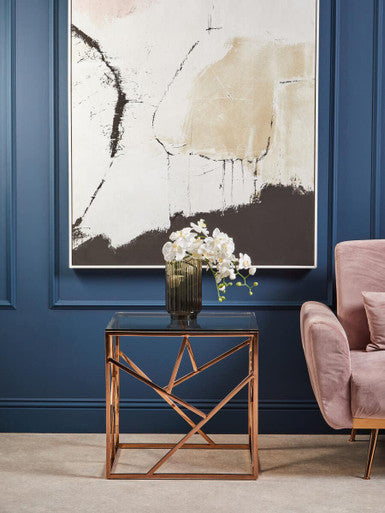 Allure Rose Gold Geometric End Table