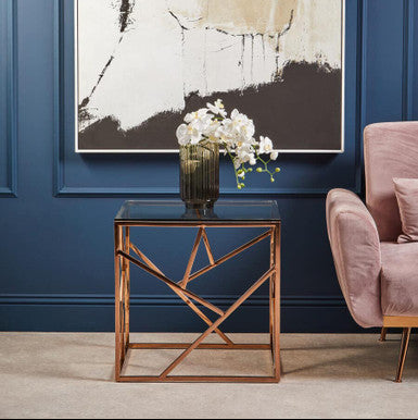 Allure Rose Gold Geometric End Table - Image 2