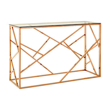 Allure Rose Gold Geometric Console Table