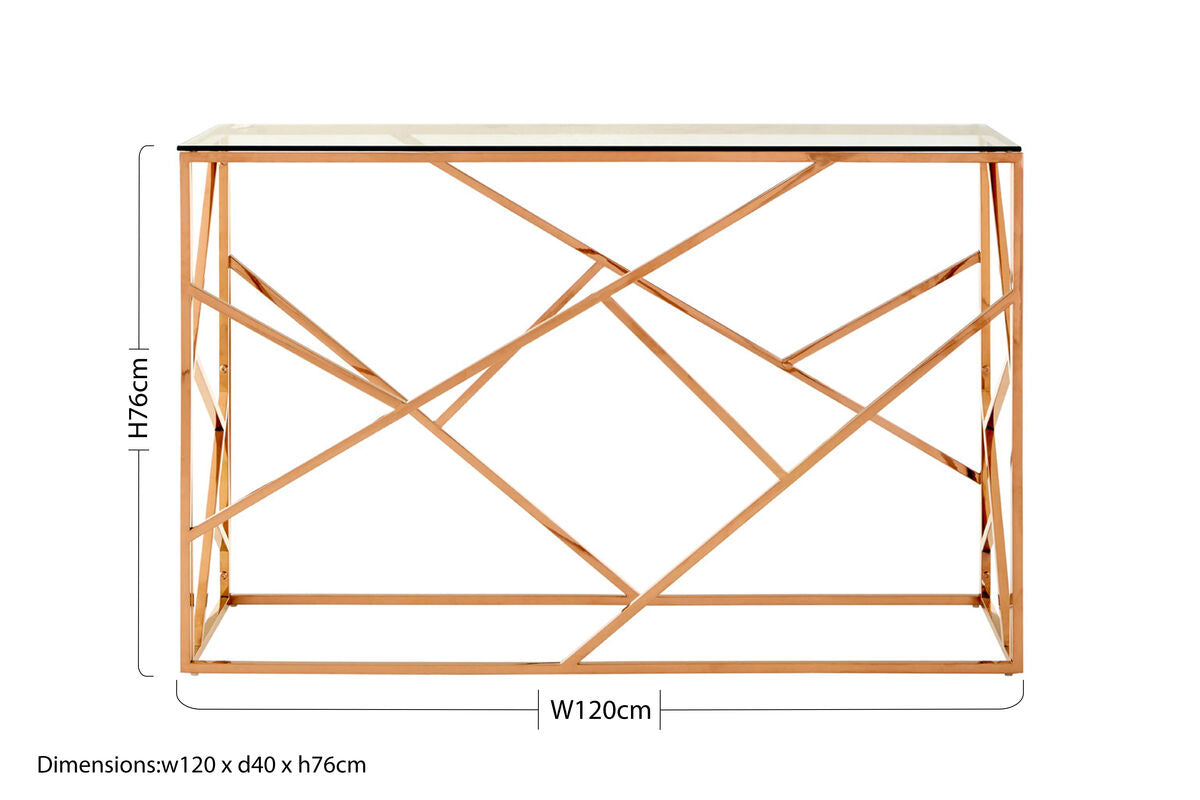 Allure Rose Gold Geometric Console Table - Image 7