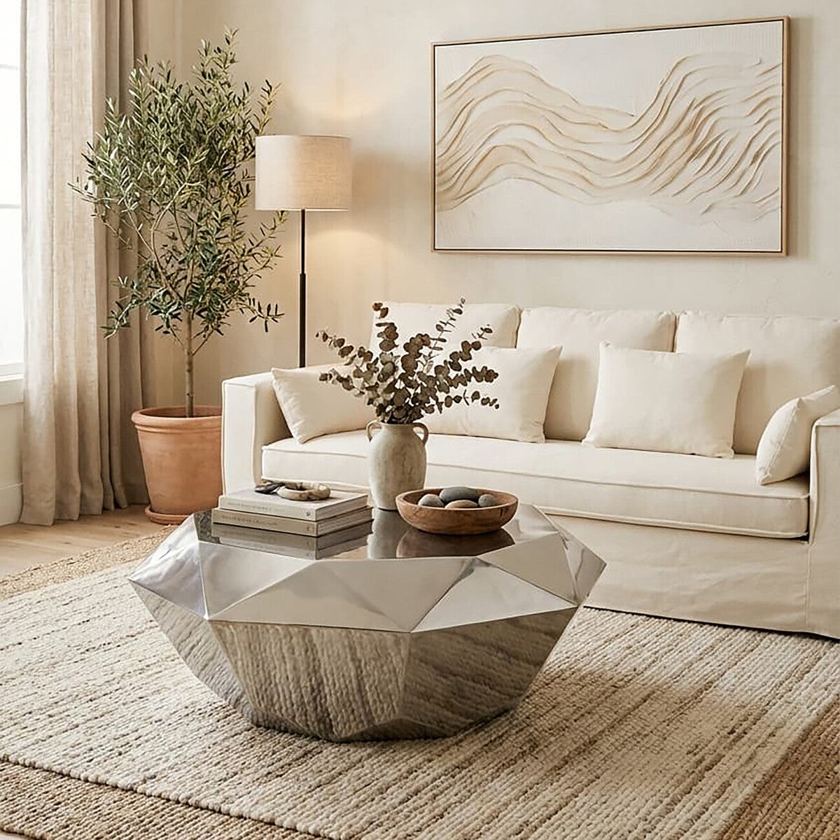 Allure Silver Diamond Cut Coffee Table