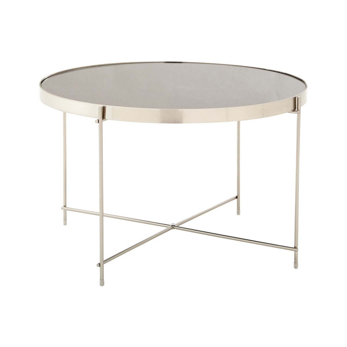 Allure Large Grey Mirror Round Side Table