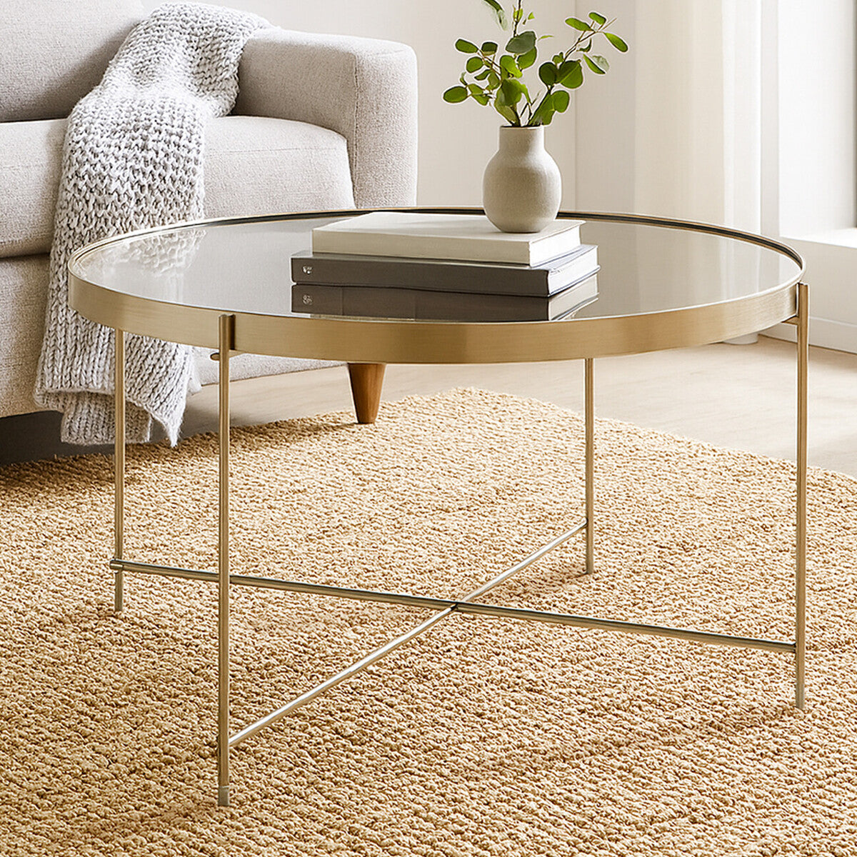 Allure Large Grey Mirror Round Side Table - Image 8