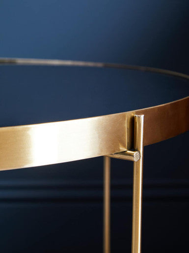 Allure Brushed Bronze Large Side Table with Black Mirror - Image 5