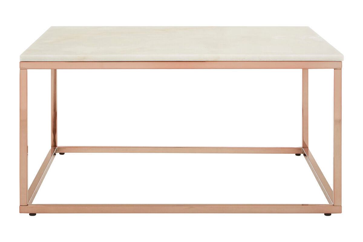 Allure Square Rose Gold And Marble Coffee Table - Image 2