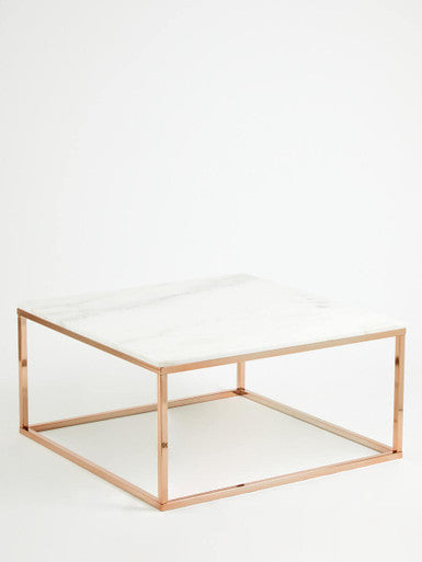 Allure Square Rose Gold And Marble Coffee Table - Image 4
