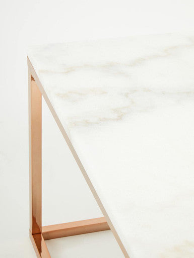 Allure Square Rose Gold And Marble Coffee Table - Image 10
