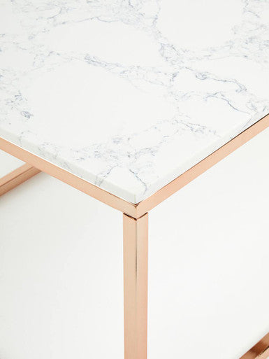 Allure Rectangular White Marble Coffee Table