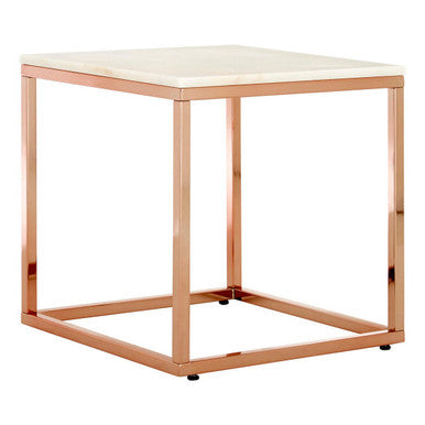 Allure Square White Marble And Rose Gold Square End Table - Image 3
