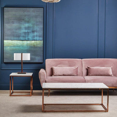Allure Square White Marble And Rose Gold Square End Table - Image 2