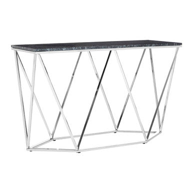 Allure Rectangular Black Marble Console Table