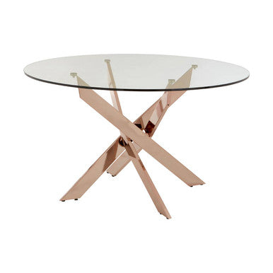 Allure Round Dining Table with Intersected Rose Gold Legs - Image 2