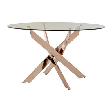 Allure Round Dining Table with  Intersected Rose Gold Legs